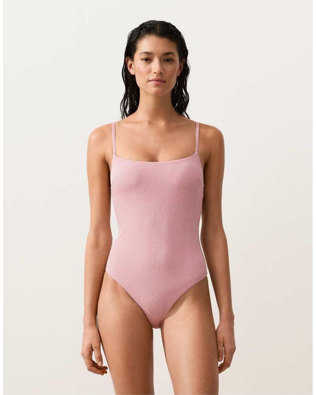 Oysho Pink Stripe Triangle Swimsuit