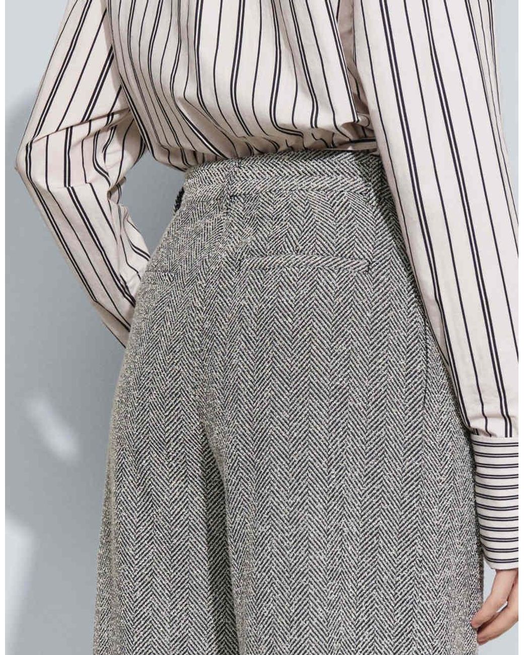 ASOS Gray Tailored Wool Look Barrel Trousers
