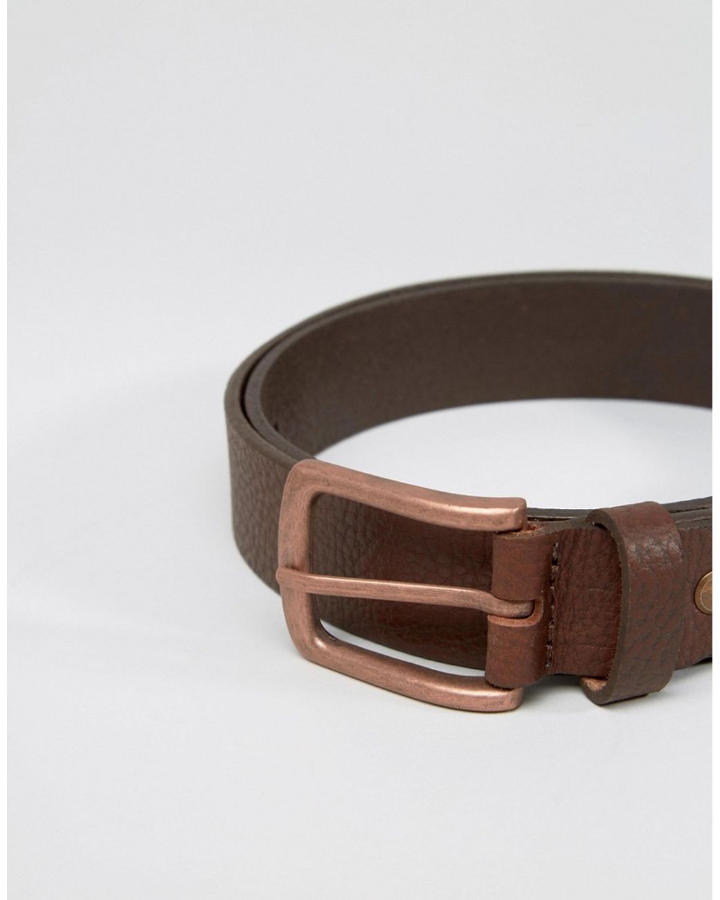 ASOS Leather Belt With Rose Gold Buckle in Brown for Men | Lyst