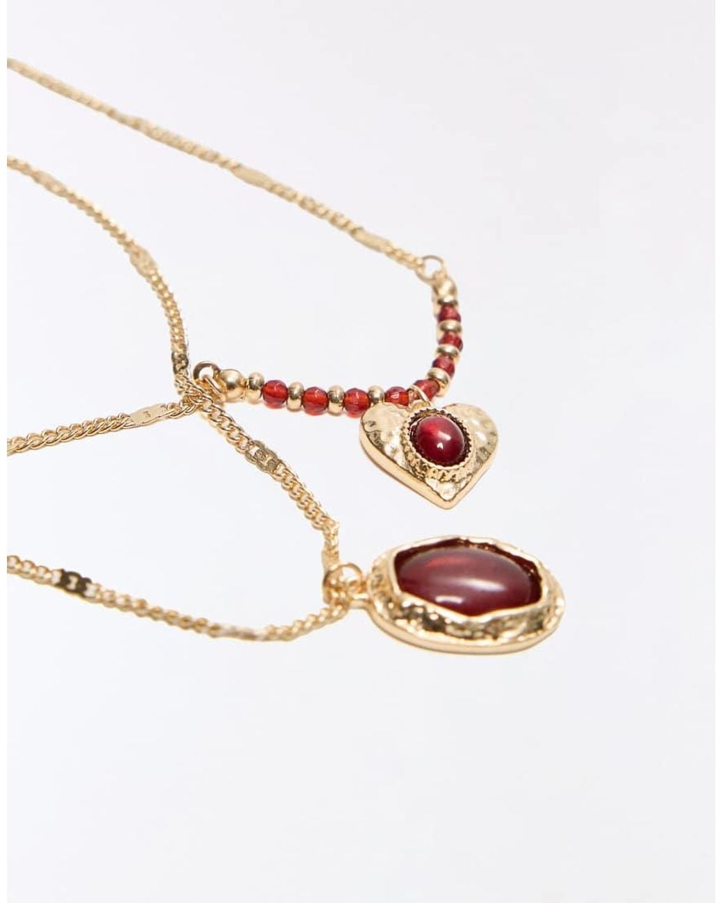 Bershka Brown Beaded Necklace Pack