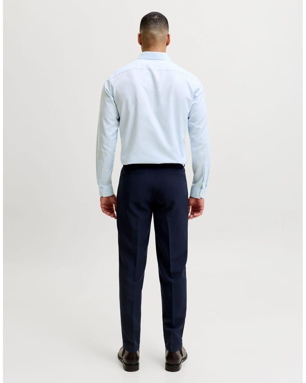 Jack & Jones Blue Blaparker Slim Fit Spread Collar Long Sleeve Shirt for men