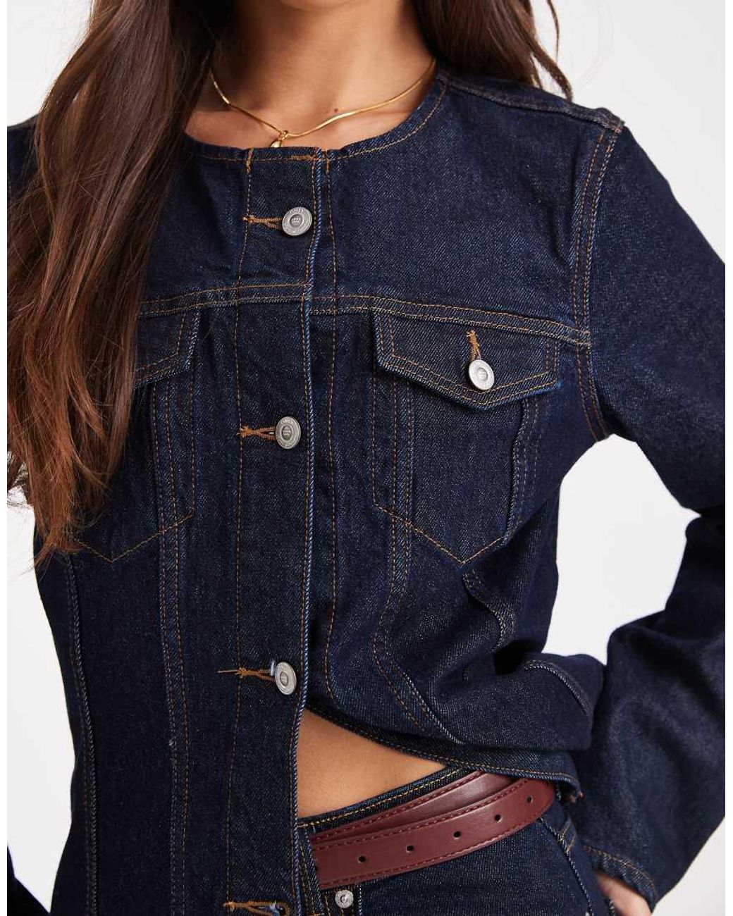 ONLY Blue Fitted Denim Jacket