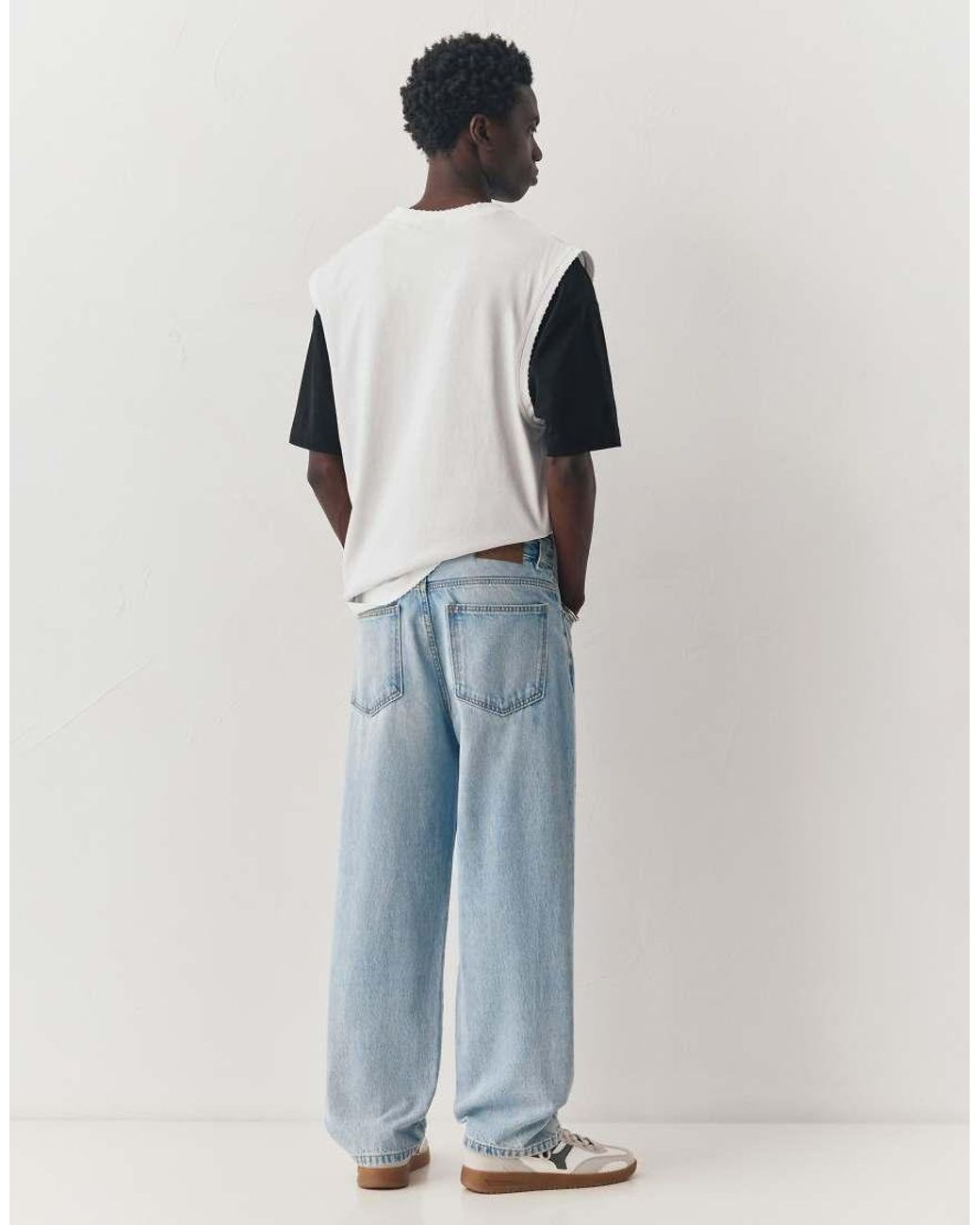 Pull&Bear Blue Baggy Jeans for men