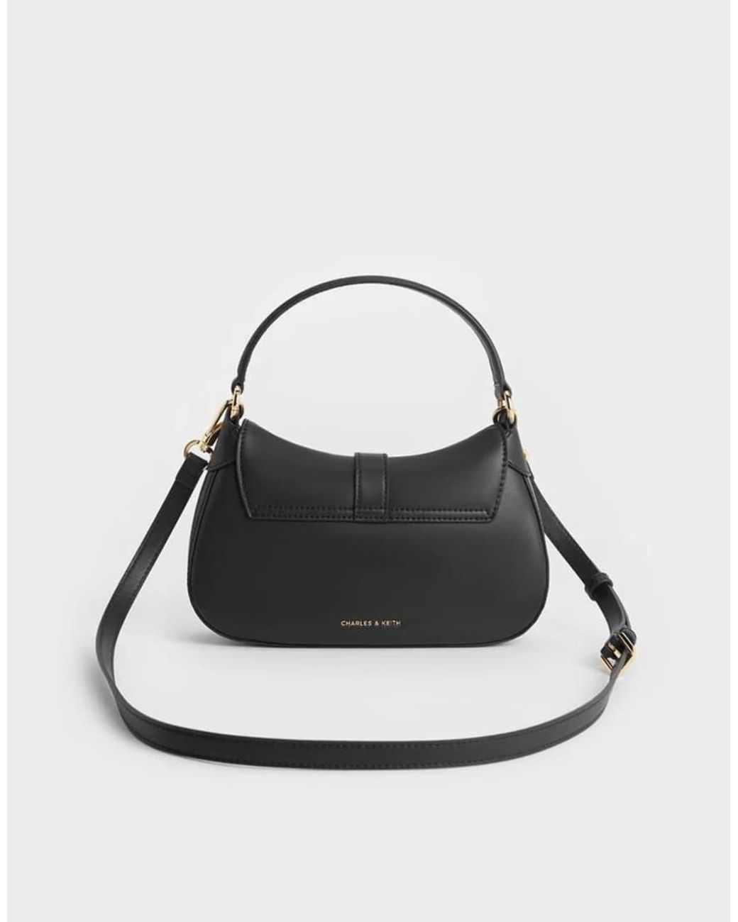 Charles & Keith Black Agatha Chain-Accent Bag