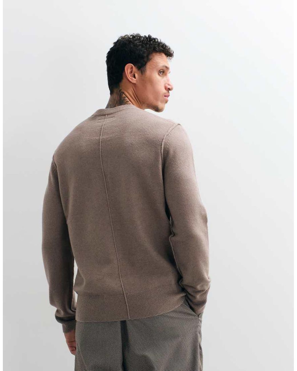 AllSaints Brown Statten Logo Knit Jumper for men