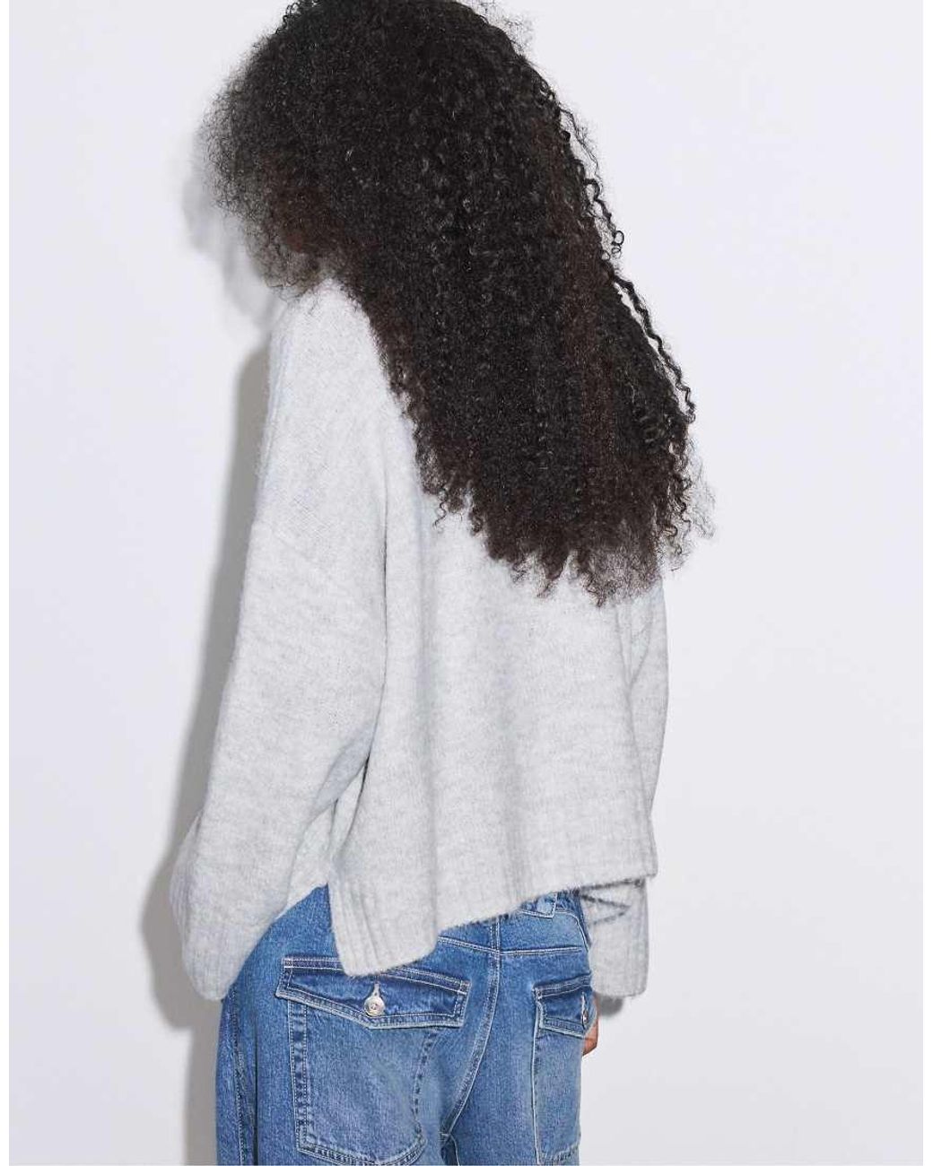 Stradivarius Blue V-neck Knit Sweater