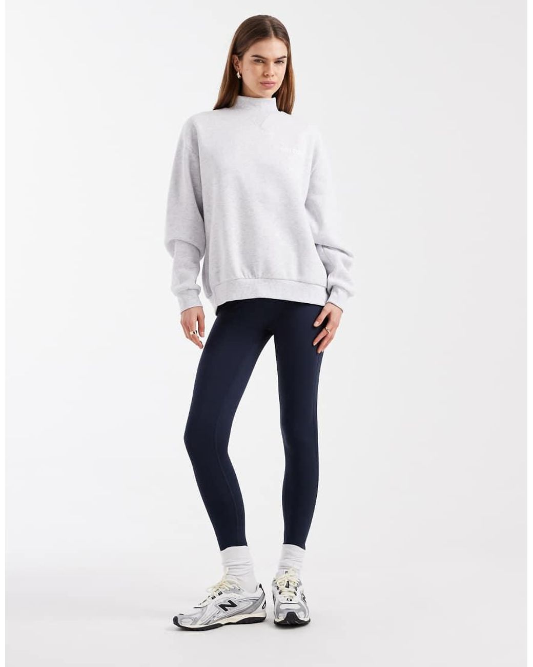 Cotton On White Plush Mock Neck Sweatshirt With Ski Tour Graphic