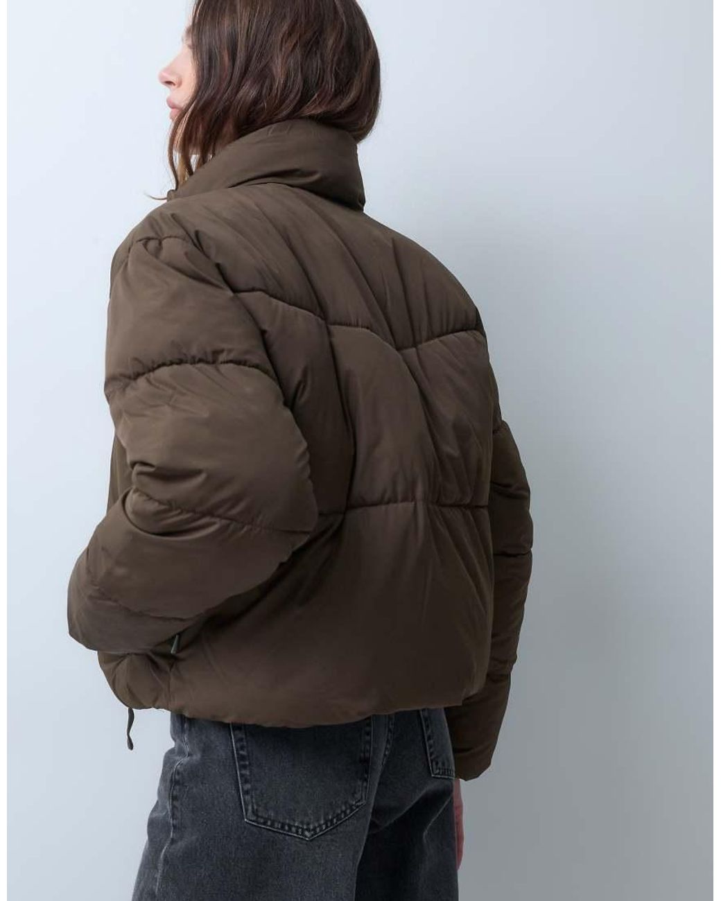 JJXX Brown Puffer Jacket With High Neck