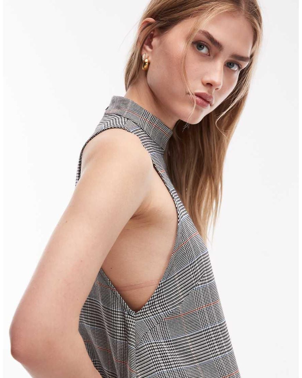 ASOS Gray High Neck Sleeveless Full Skirt Maxi Dress
