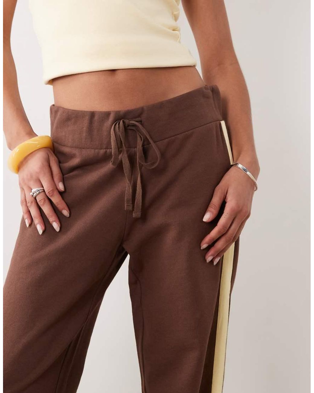ASOS Brown Yoga Trouser With Contrast Side Stripe