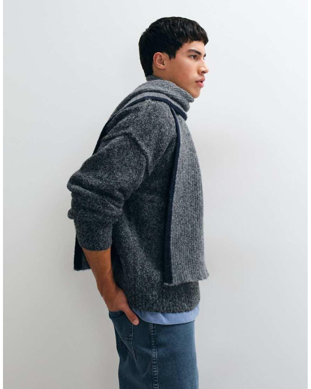 ASOS Blue Border Rib Scarf for men