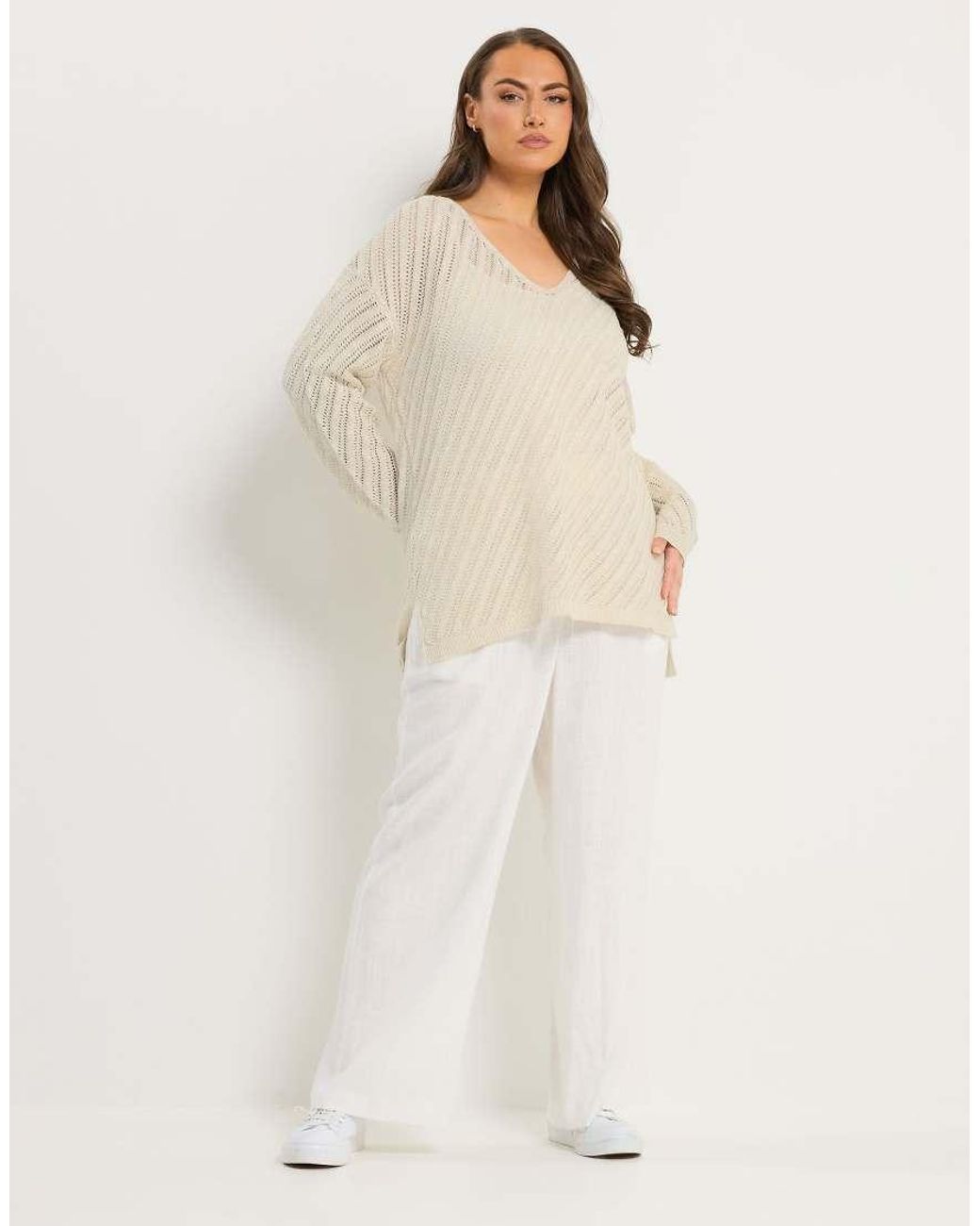 Yours Clothing Natural Knitted Long Sleeve Top