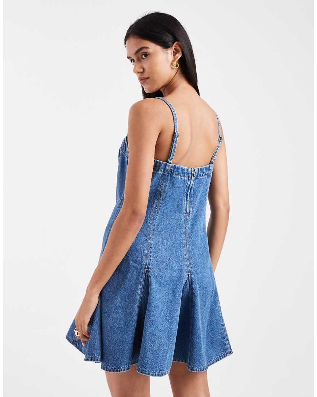 Levi's Blue Denim Pleated Mini Dress
