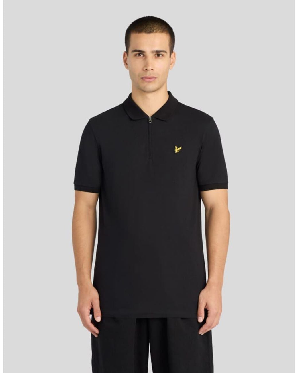 Lyle & Scott Black Ss Polo Shirts Quarter Zip Polo Shirt for men