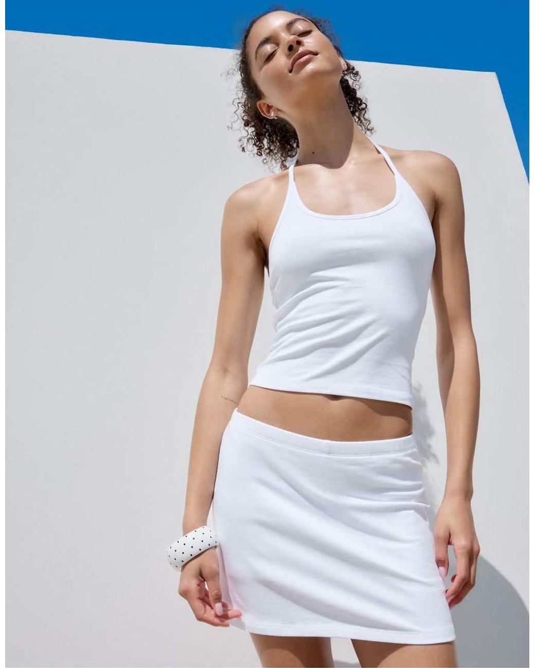 Stradivarius White Mini Skort