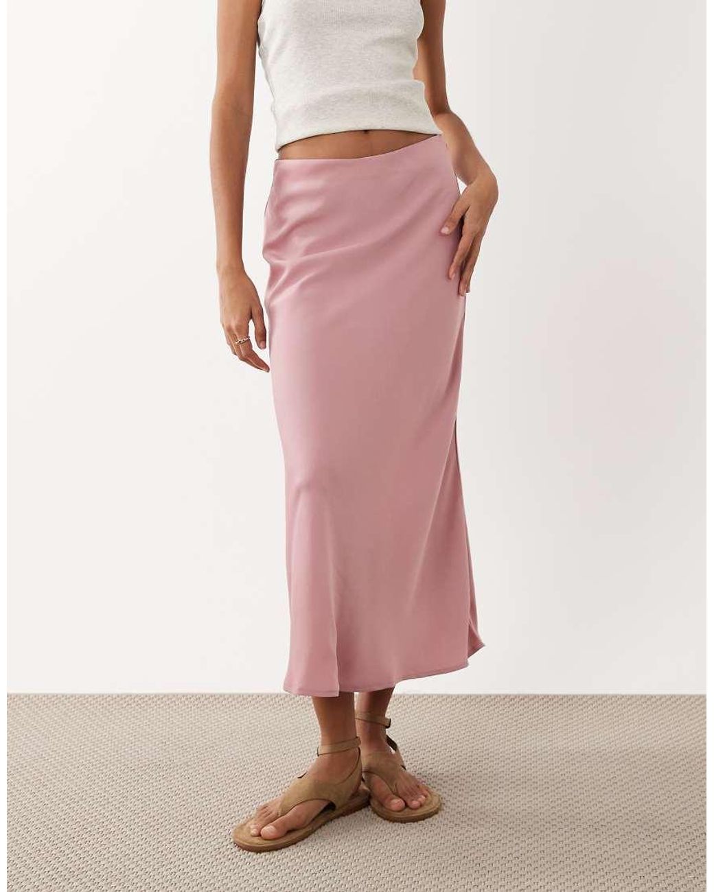 Y.A.S Pink Satin Midi Skirt