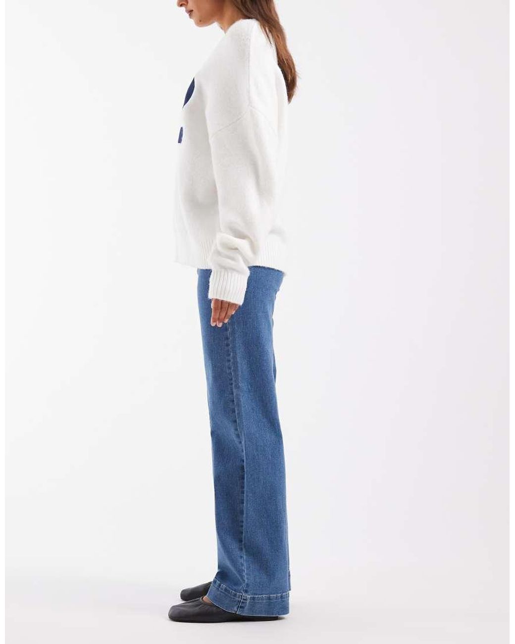 Vero Moda Blue Kayla High Rise Wide Leg Jeans With Pocket Detail