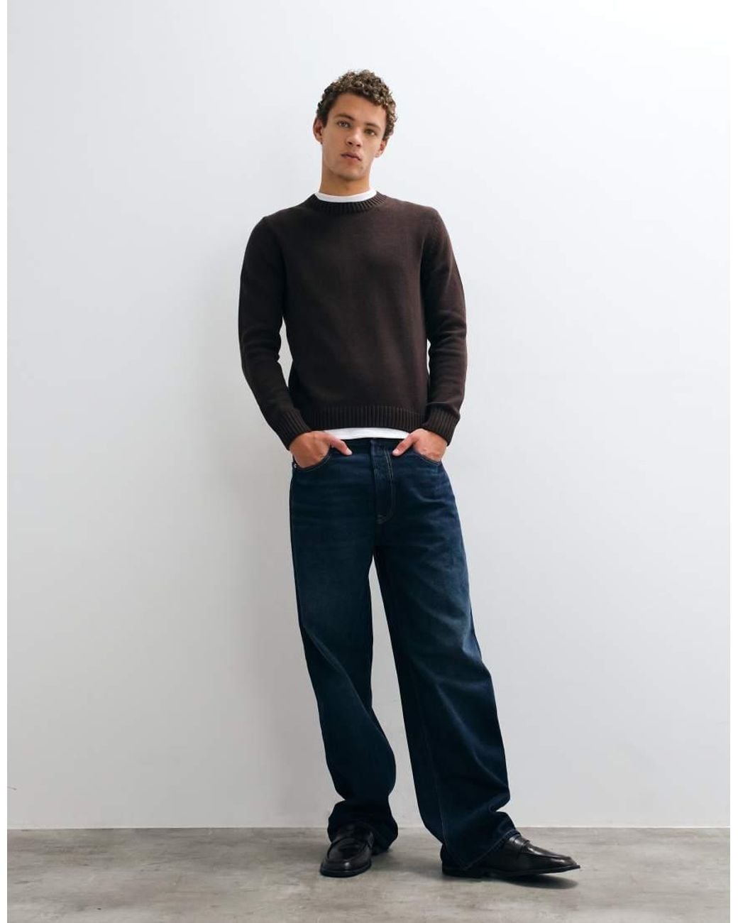 Mango Blue Teen Knitted Crew Neck Sweater for men