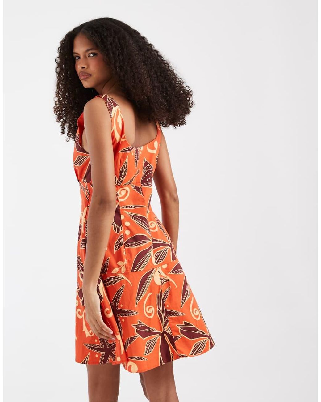 Vero Moda Orange Sleeveless Pleated Front Mini Dress