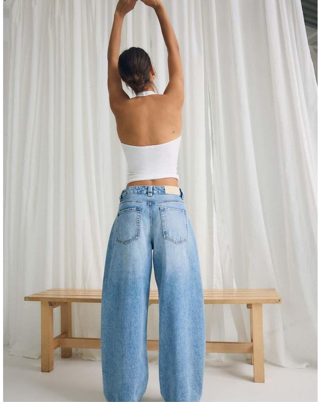 Stradivarius Blue D80 Barrel Fit Jeans