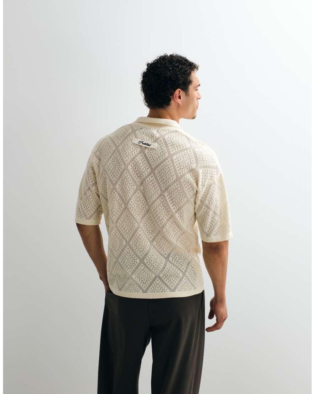 Prohibited Natural Knitted Lace Shirt for men