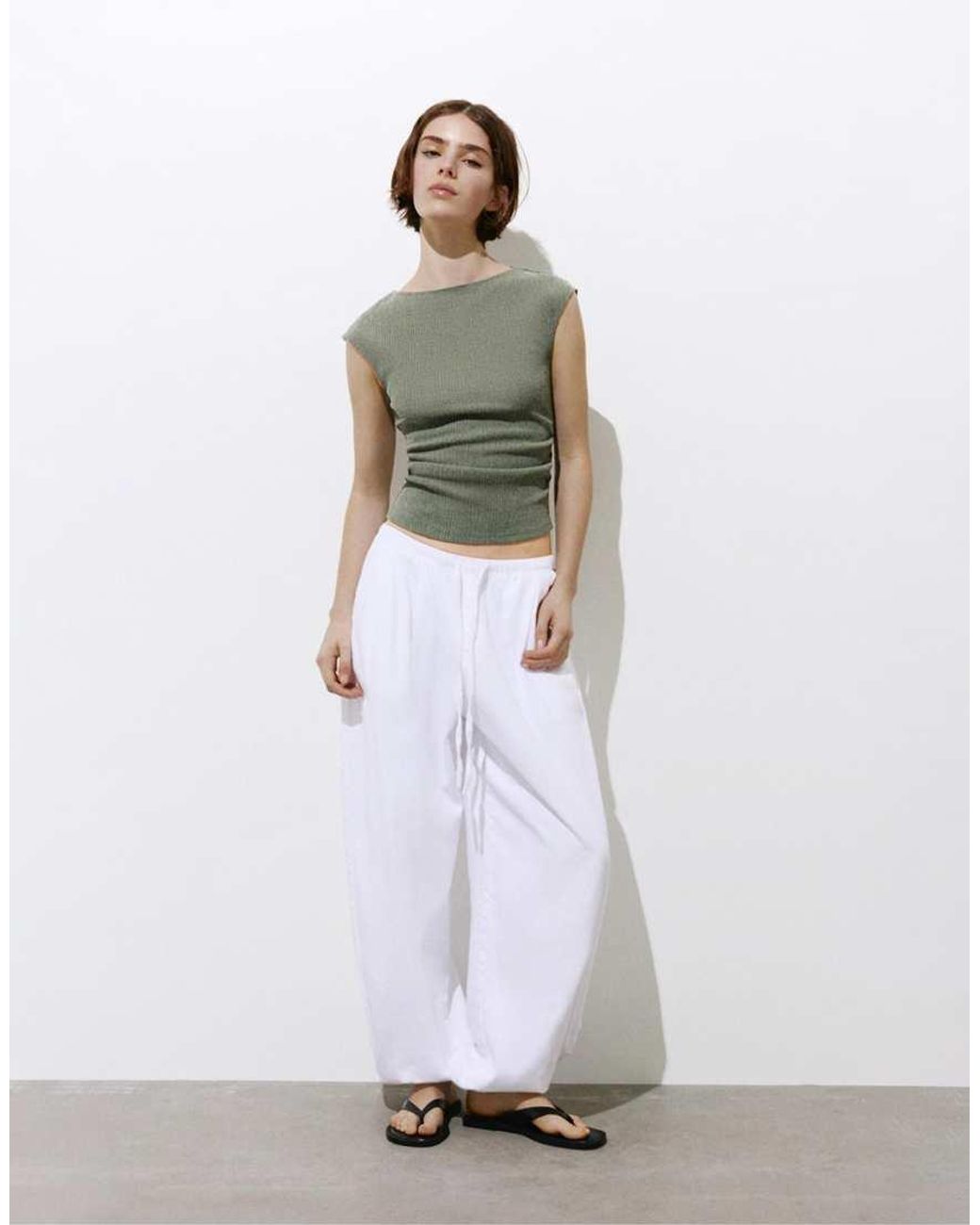 Pull&Bear Green Crepe Top