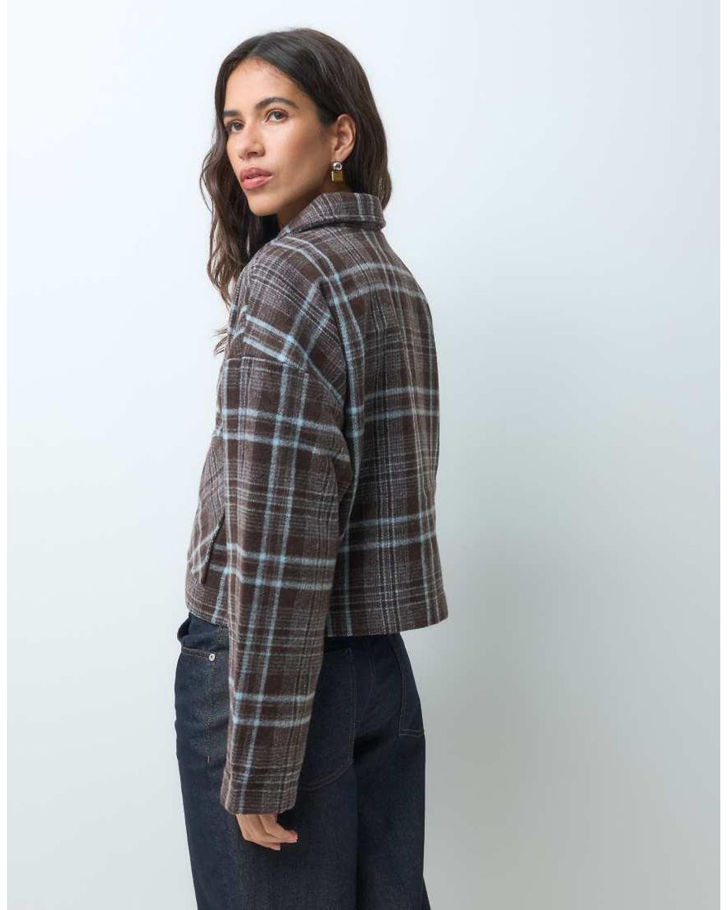 Vila Blue Short Textured Harrington Jacket