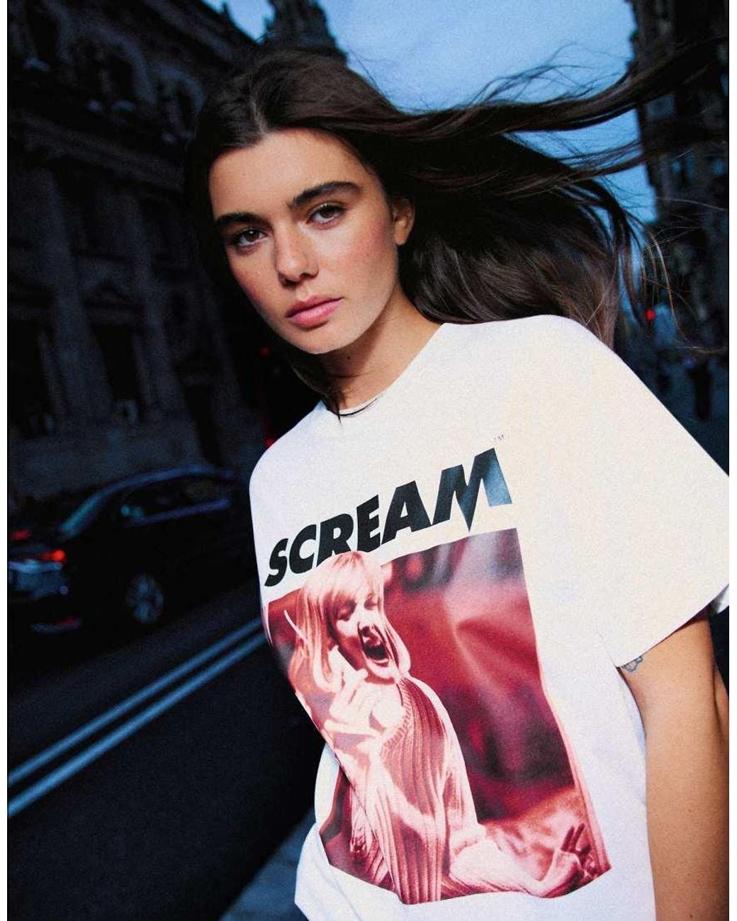 Bershka White Short Sleeve Scream Print T-shirt