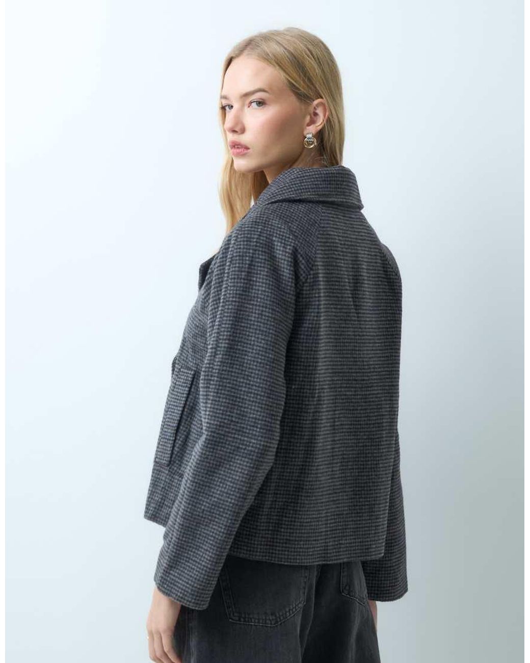 Mango Blue Teen Wool Mix Cropped Trench