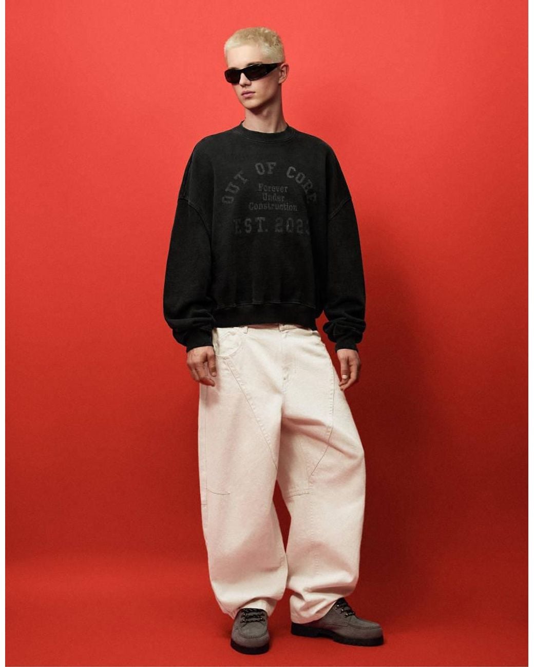 Bershka Red baggy Jeans Out Of Core for men