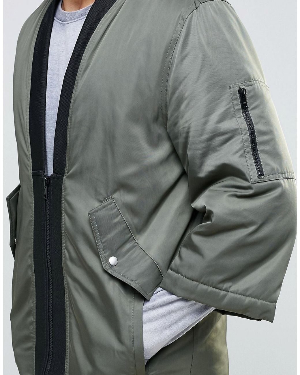 skøn Slette Forkortelse ASOS Kimono Bomber Jacket In Khaki in Green for Men | Lyst
