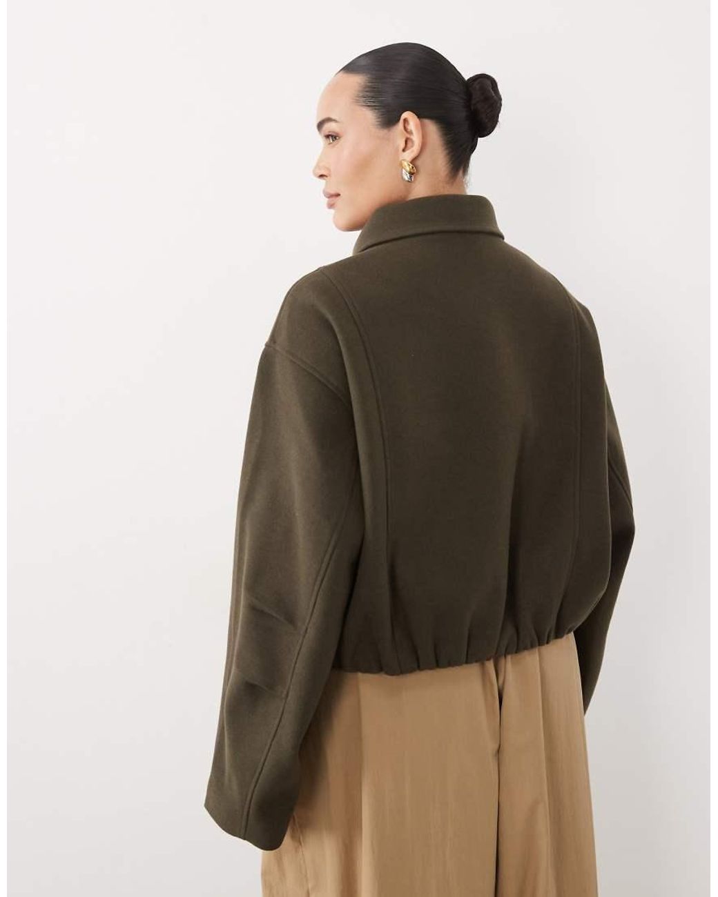 ASOS Brown Asos Design Curve Formal Top Collar Cropped Jacket