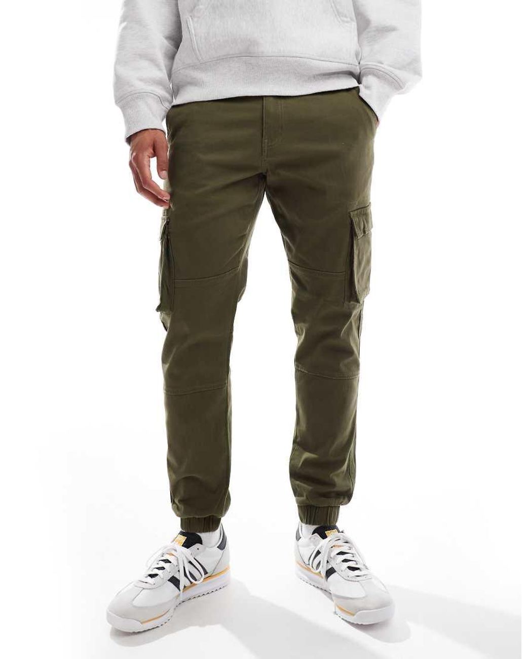 Only & Sons Green Tapered Fit Cargo Pants With Cuffed Bottom for men