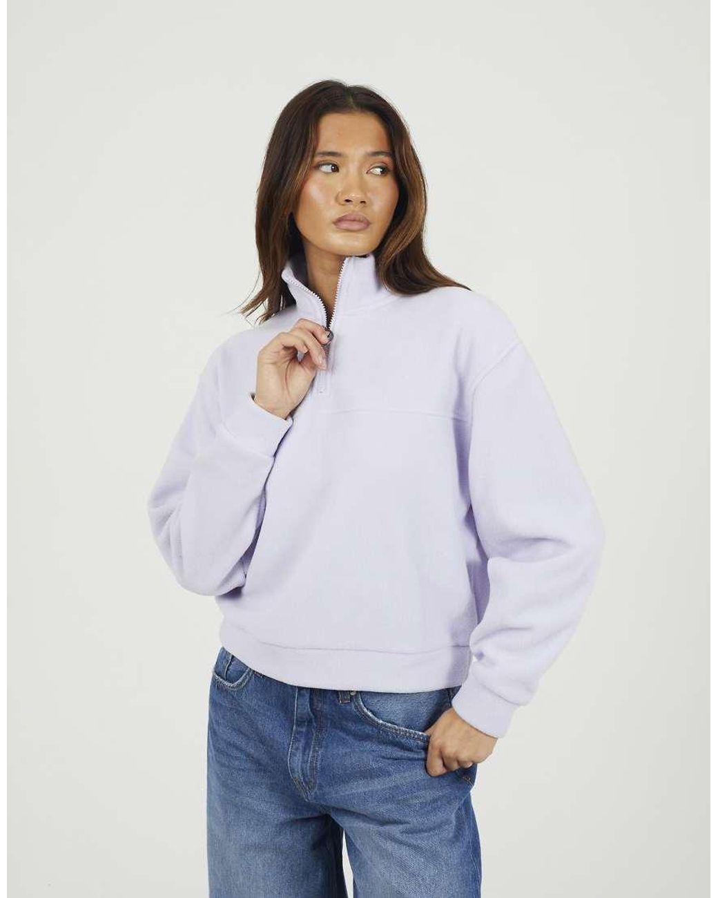 Brave Soul White Half Zip Polar Fleece Sweatshirt