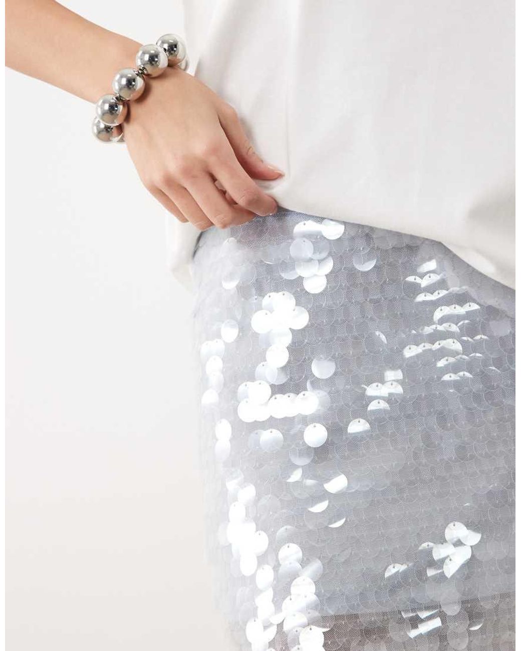 Gina Tricot Natural Sequin Mini Skirt