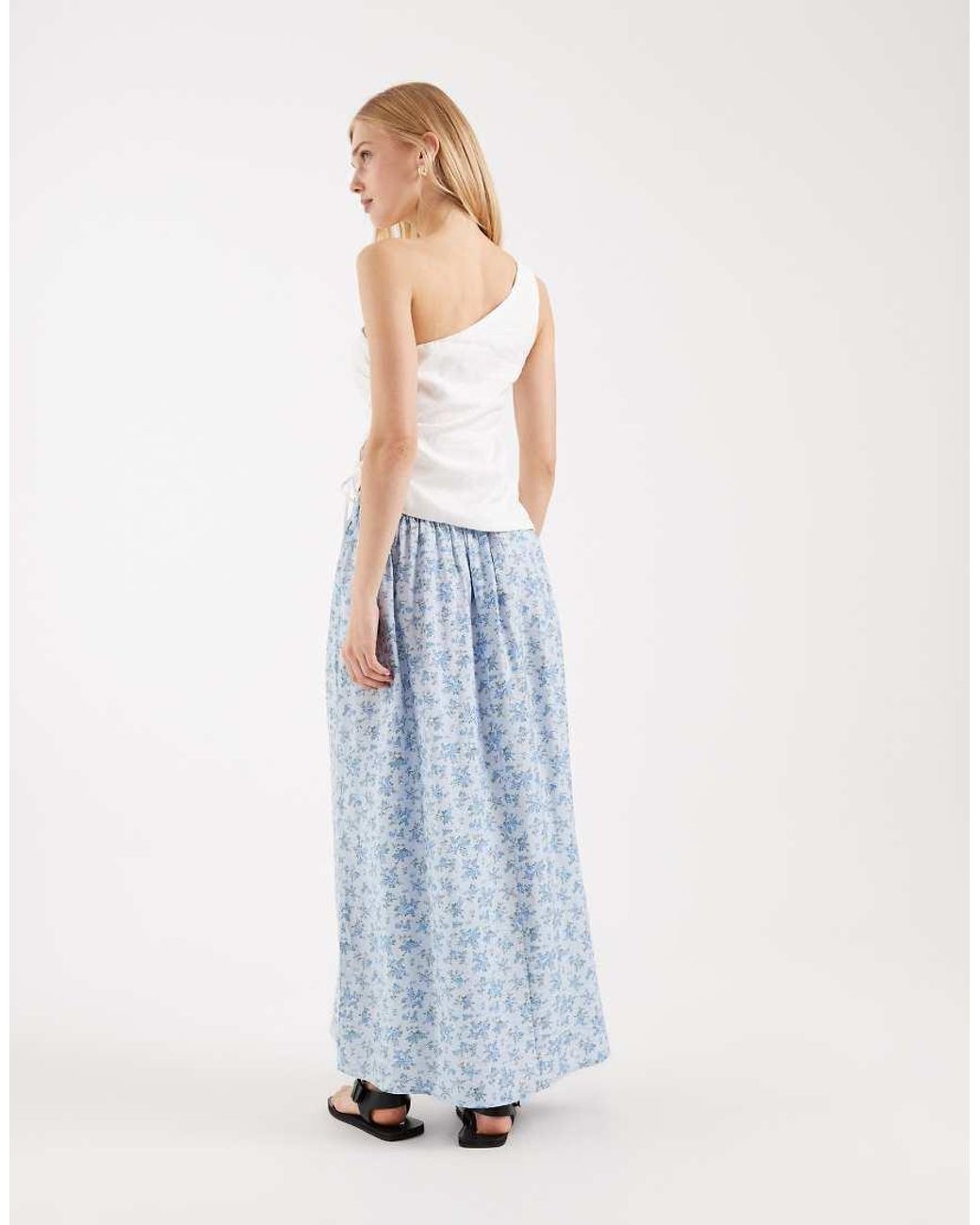 Vero Moda Blue Full Woven Midi Skirt