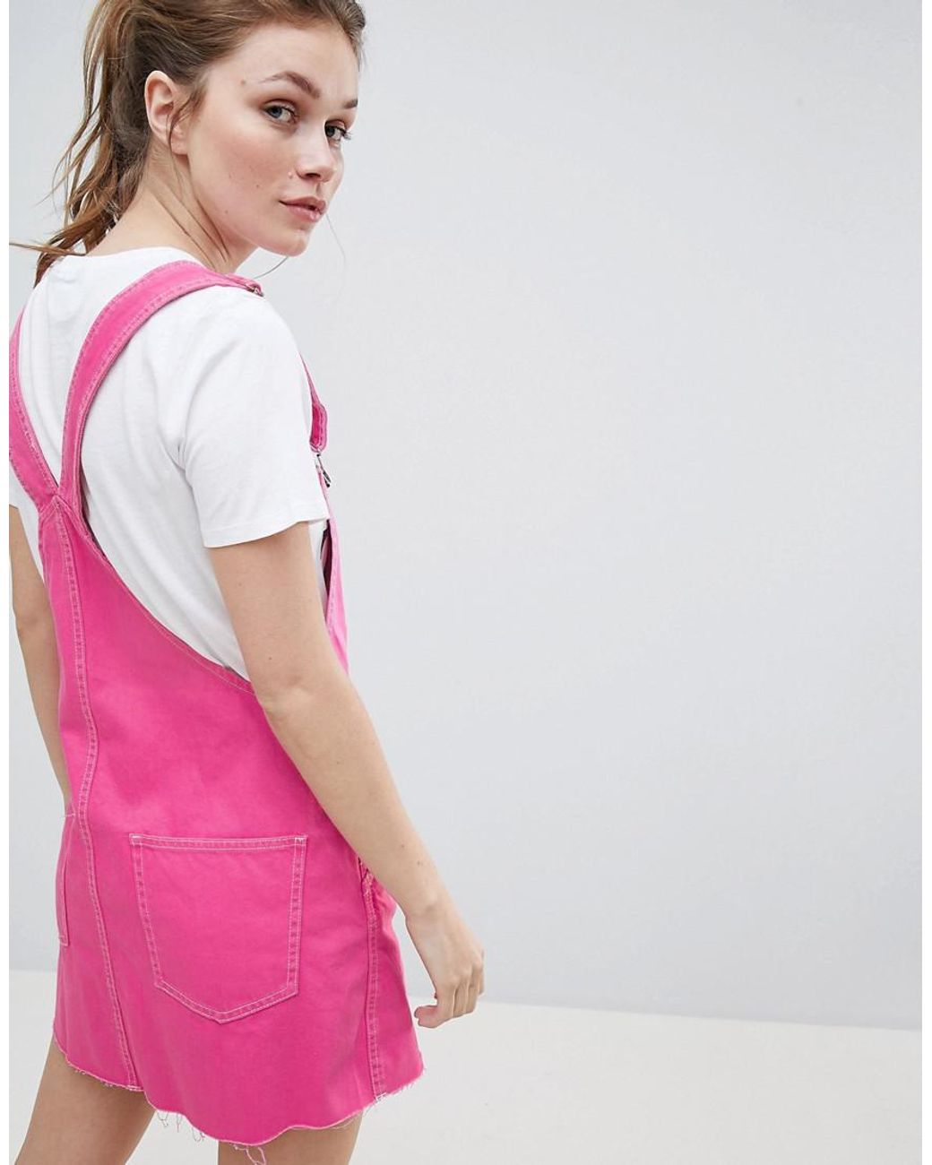 Bershka Overall Dress In Pink | Lyst