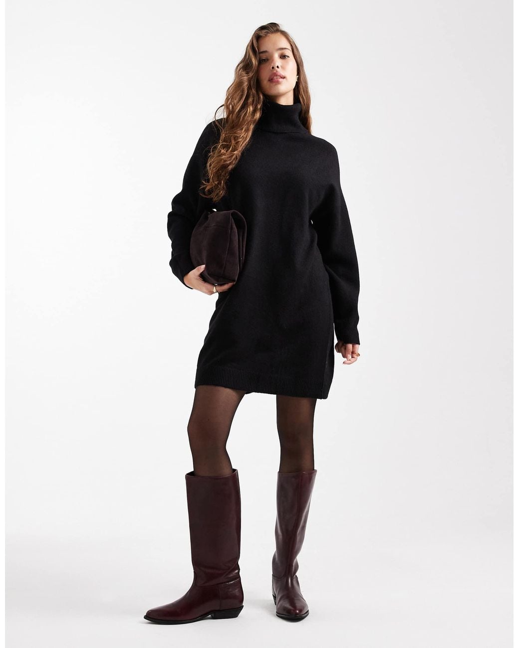 knitted turtleneck dress mango MANGO - Turtle neck knit Dress dark Green