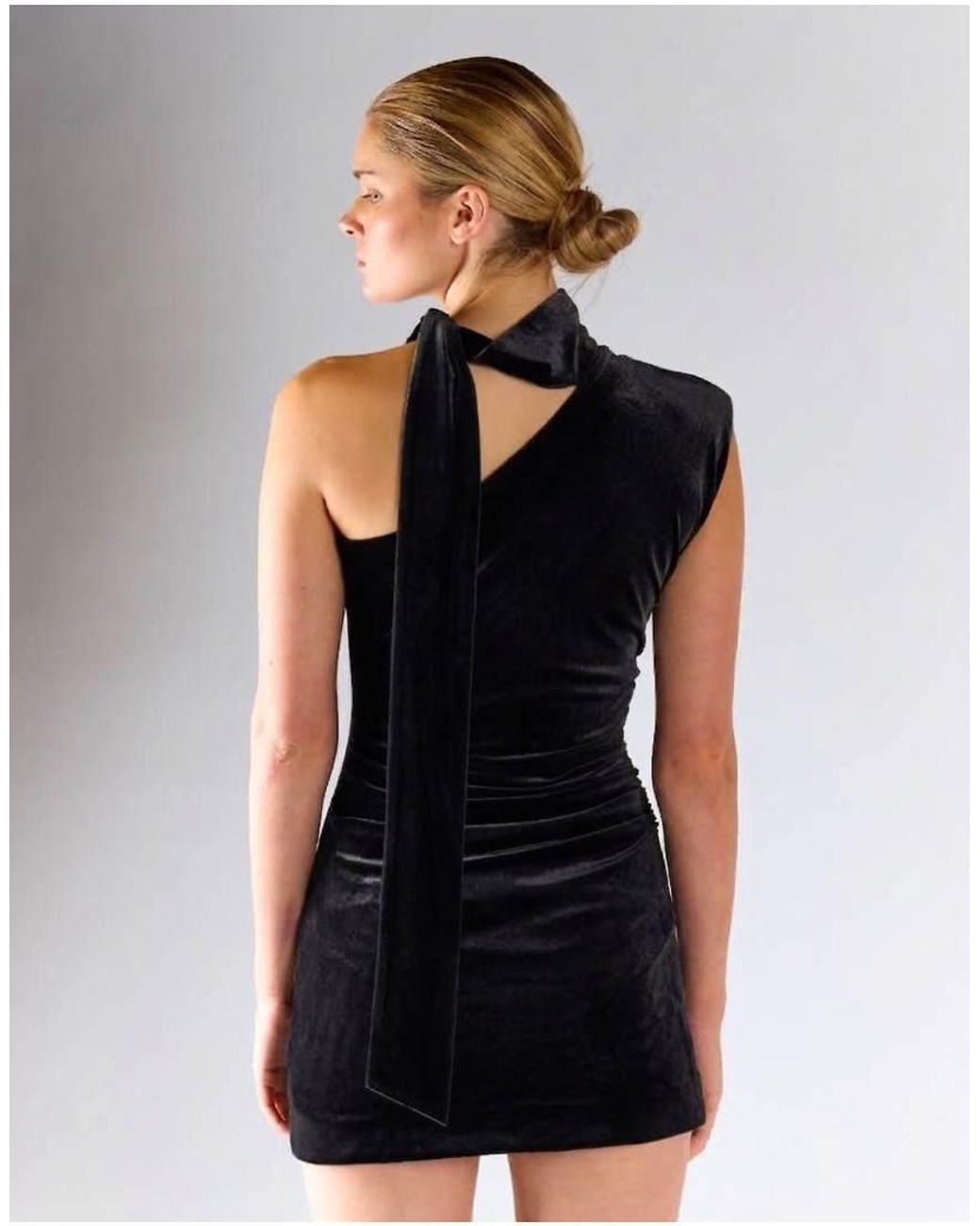 Glamorous Blue One-Shoulder Mini Dress With Neck-Tie
