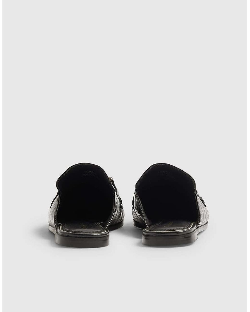 River Island Black Crocodile Embossed Backless Loafers