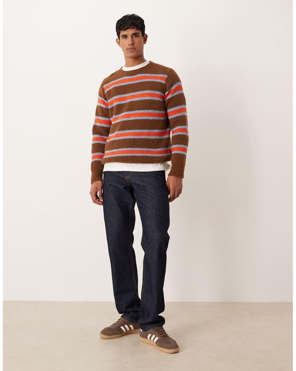ASOS Red Relaxed Knitted Crew Neck Jumper for men