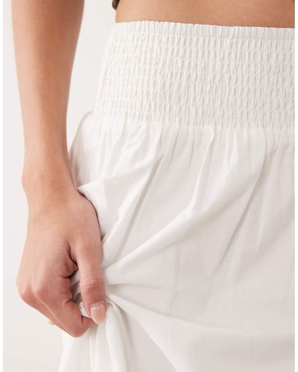 Wednesday's Girl Natural Wednesdays Girl Poplin Ruffle Edged Midaxi Skirt