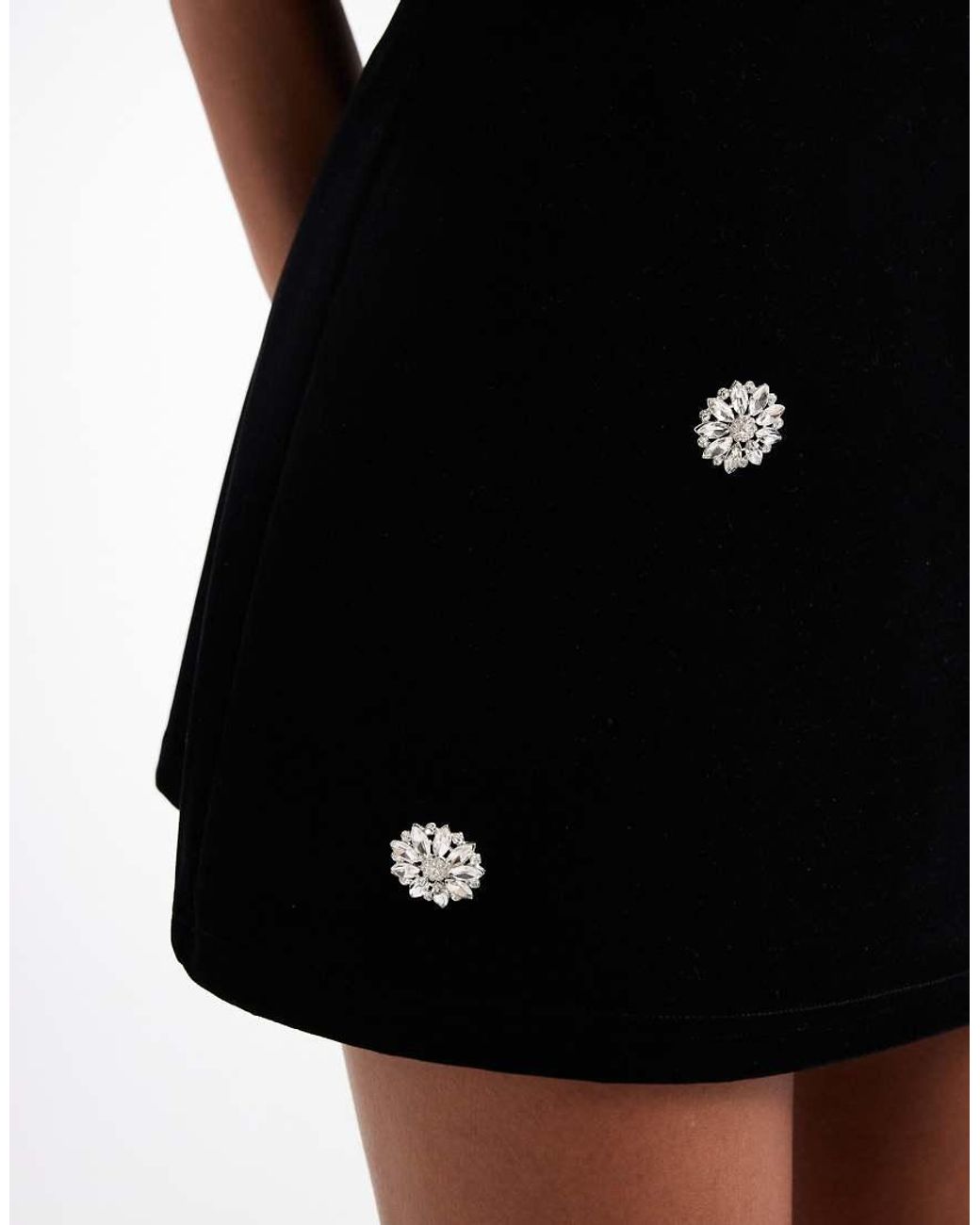 The Frolic Black Exclusive Velvet Embellished Bandeau Mini Dress