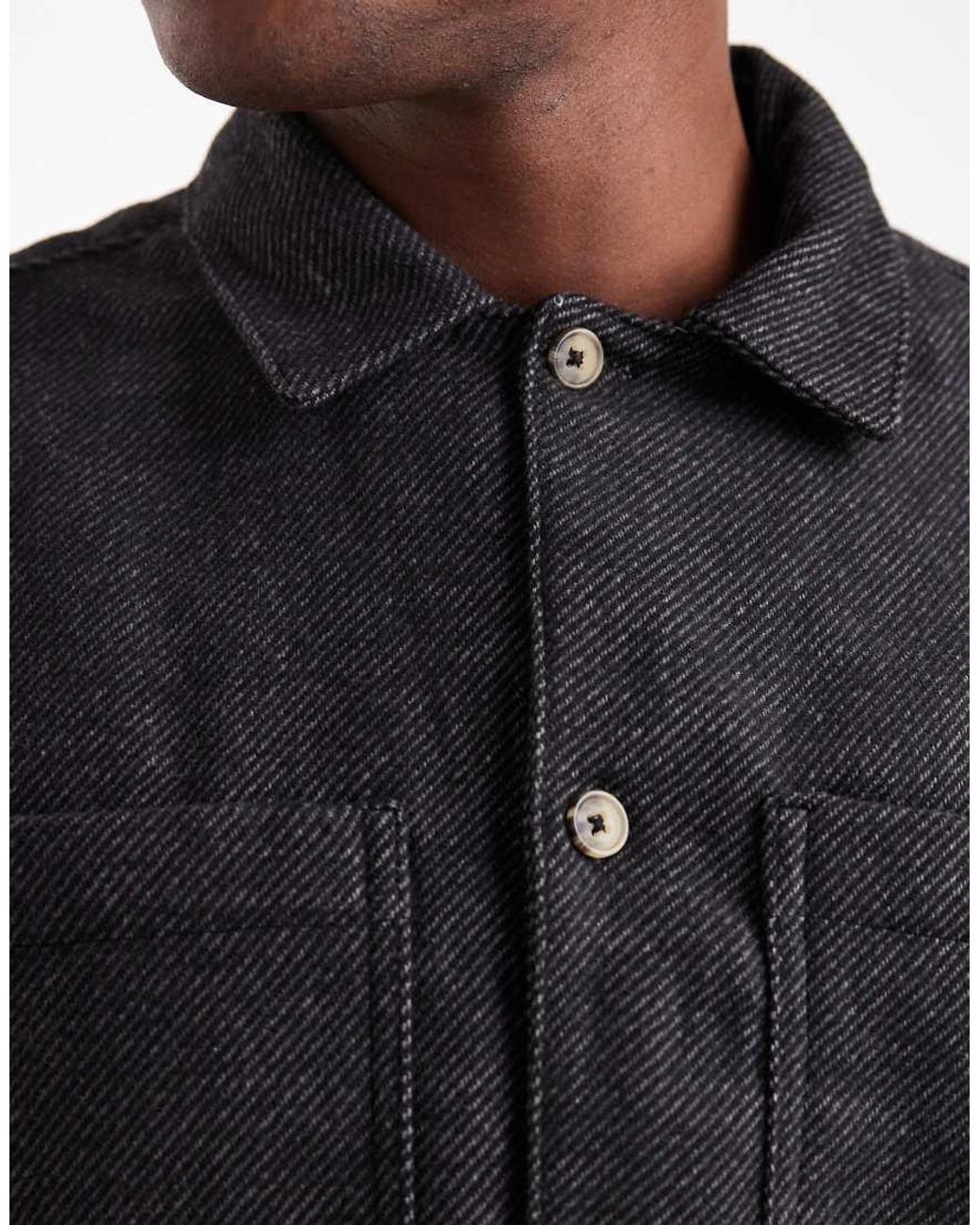 ASOS Black Wool Look Overshirt for men