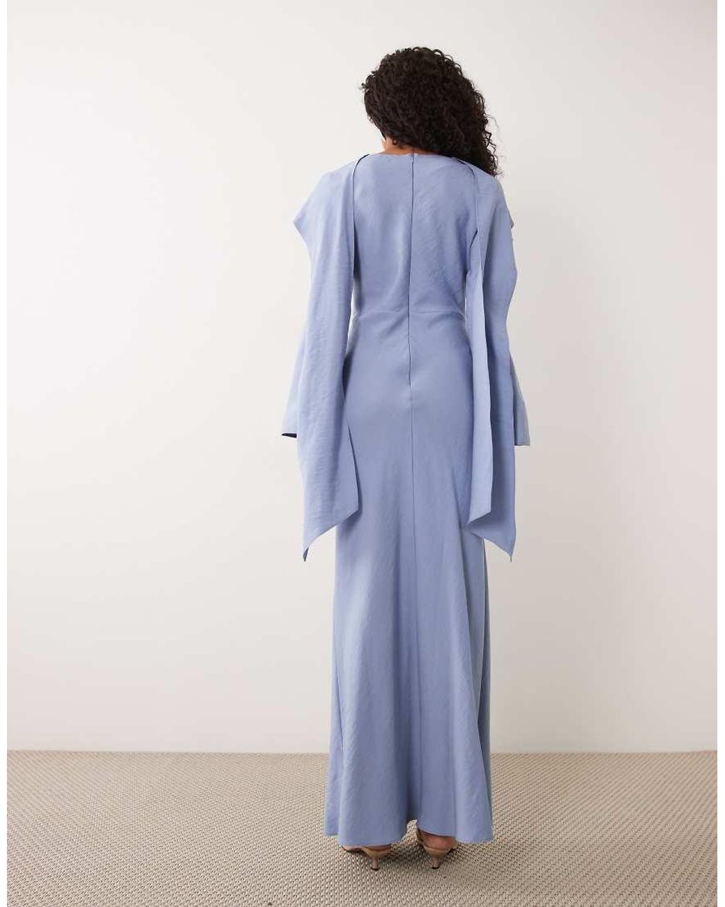ASOS Blue Maxi Dress With Cape Scarf Detail