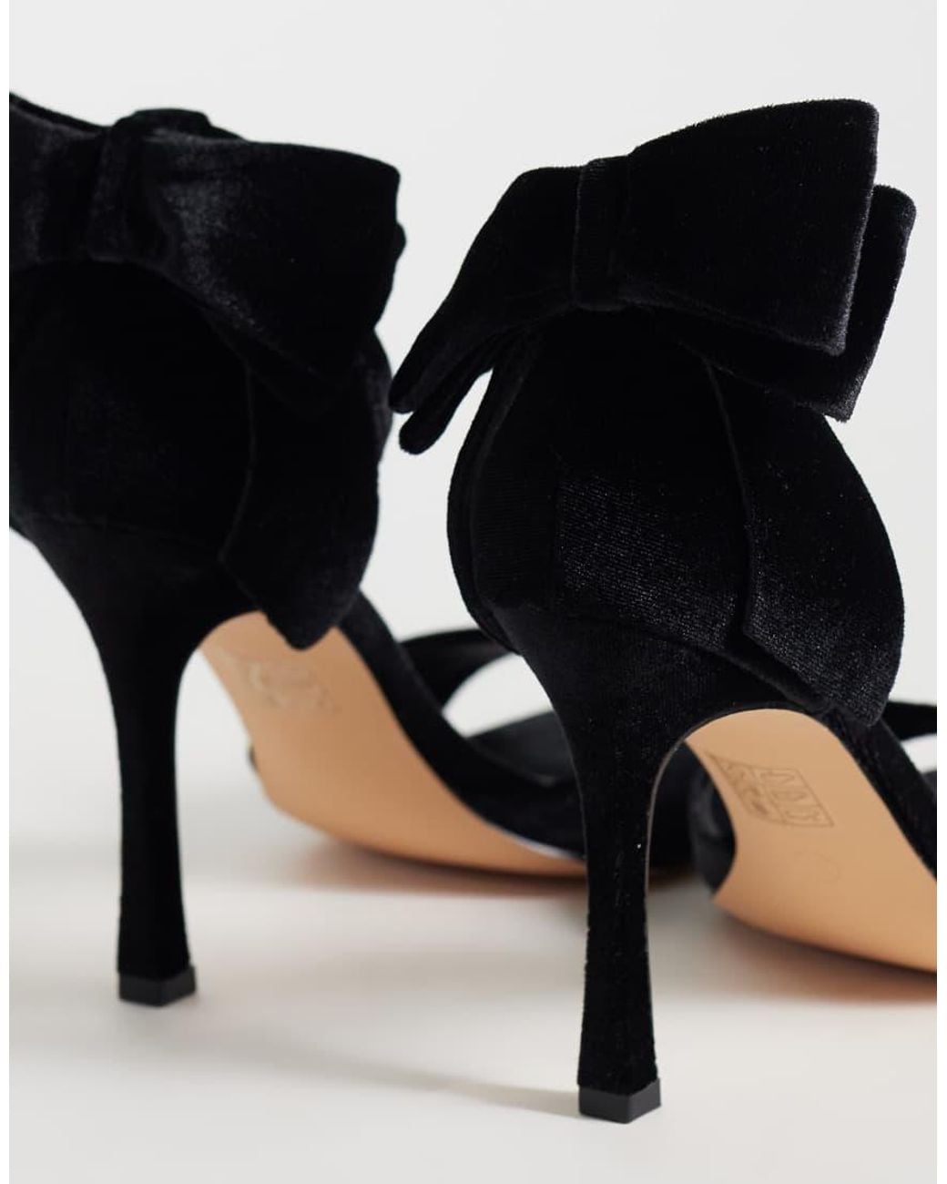 London Rebel Black Mila Bow Detail High Heeled Sandals