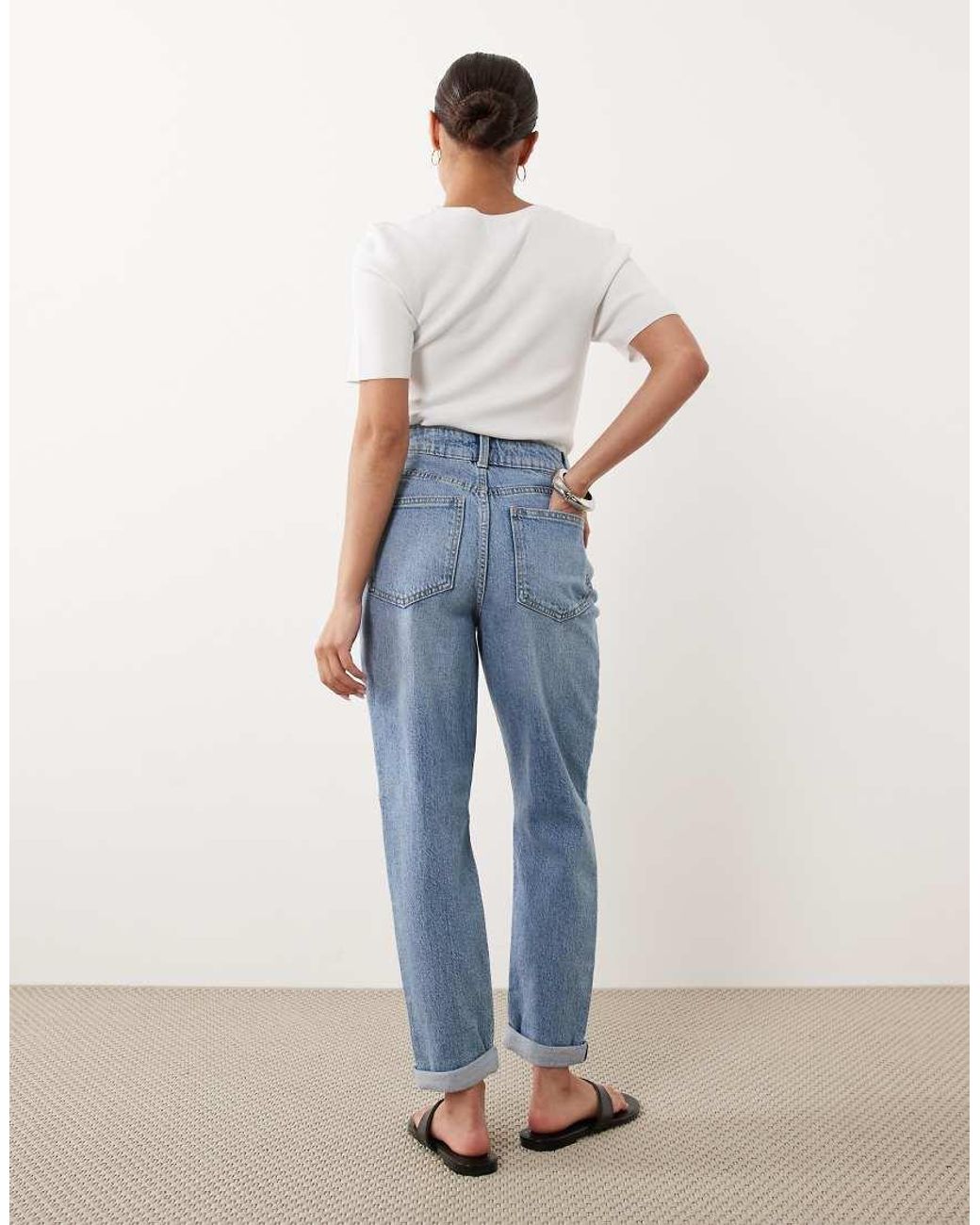 New Look Blue Tori Ripped Mom Jean