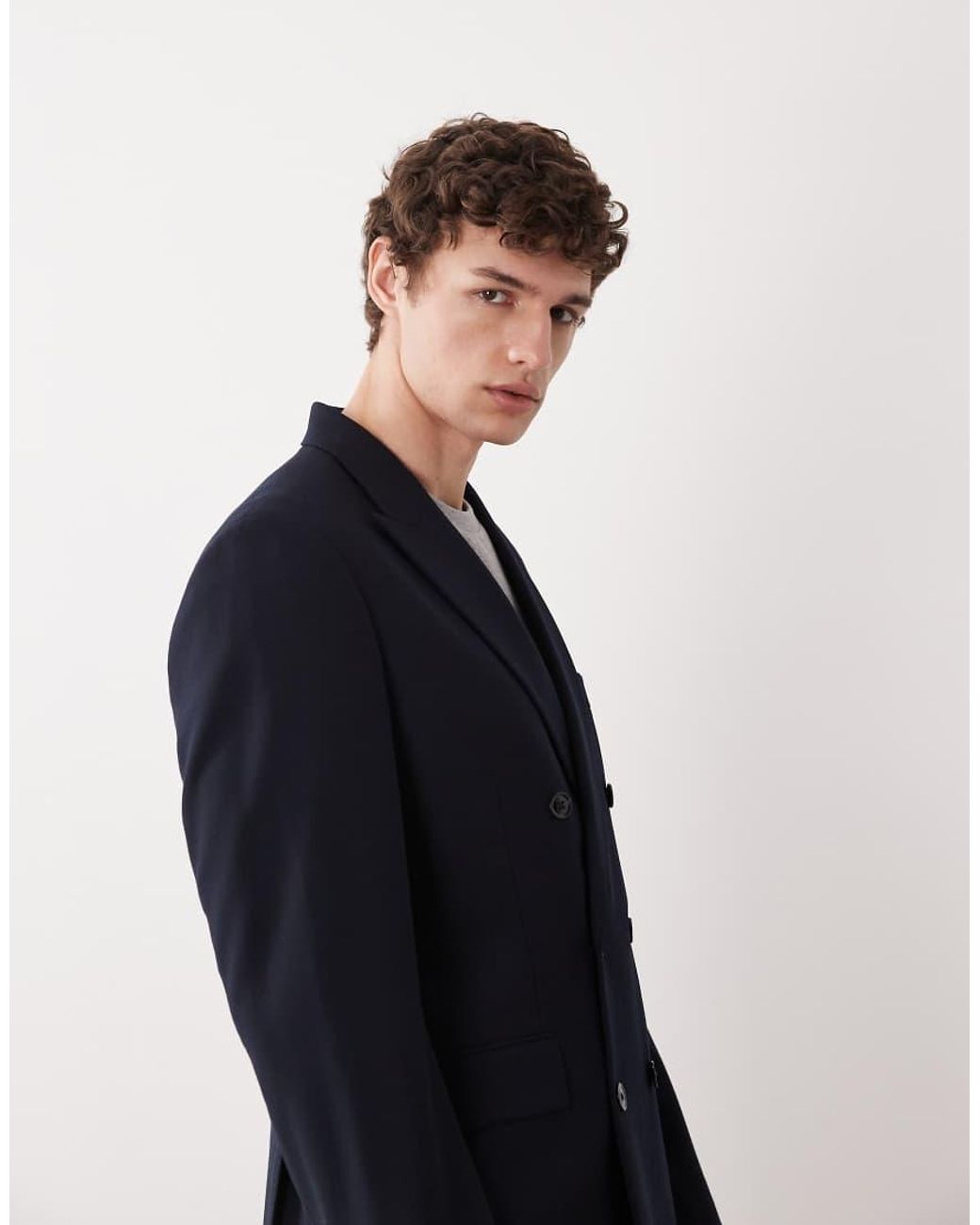 Mango Blue Slim Fit Double Breasted Suit Blazer Co-ord for men