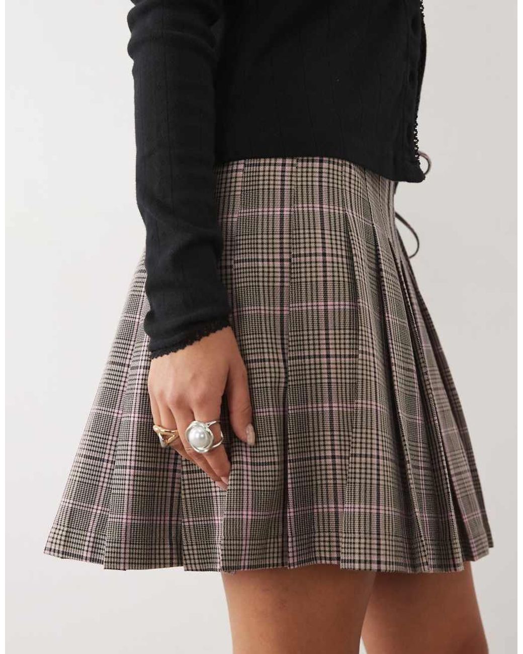 Nobody's Child Natural Tailored Wrap Pleated Kilt Mini Skirt Suit