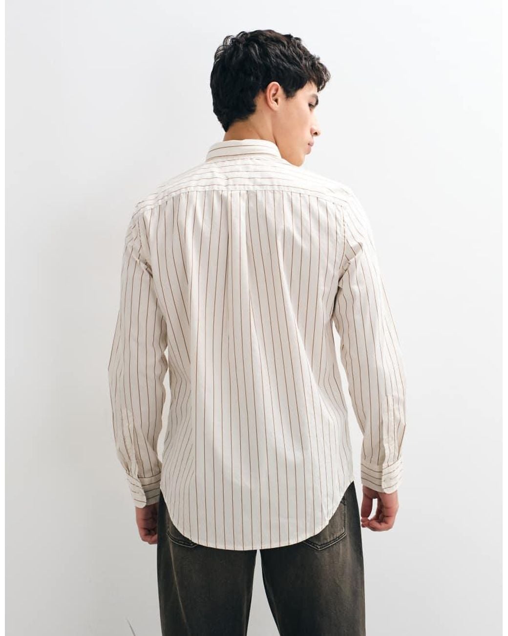 Tommy Hilfiger Natural Long Sleeve Striped Poplin Shirt for men